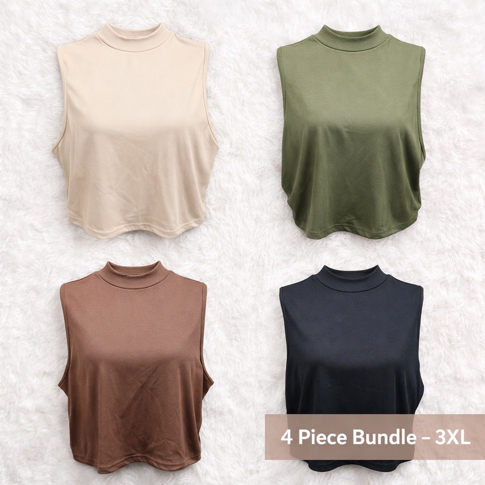 NEW SHEIN Curve 3XL Ribbed Mock Neck Sleeveless Tops Bundle Lot of 4 Plus Size